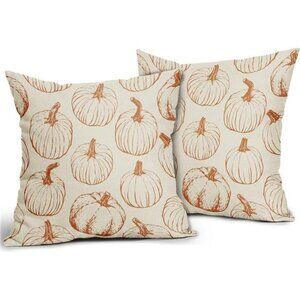 18x18‎ in Set of 2 Burnt Orange Pumpkin Autumn Decorative Throw Pillows Cover